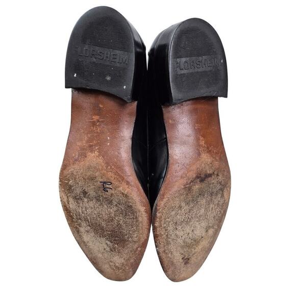 Mens Vtg The Florsheim Dress Shoes Black leather 9B Leather SOles - Picture 7 of 8